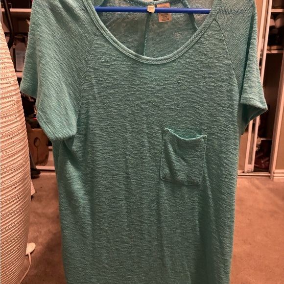 chenault blouse top Turquoise Women’s Short Sleeve Front Pocket Round Neck XL - Picture 8 of 9